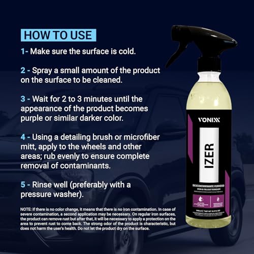Vonixx Izer Iron Remover Spray | pH-Neutral, Non-Acidic Formula | Easy Application | Reduced Odor Formula | Keep Your Vehicle Looking Like New | Car detailing supplies | 16.9 fl oz (500 ml) - Image 2