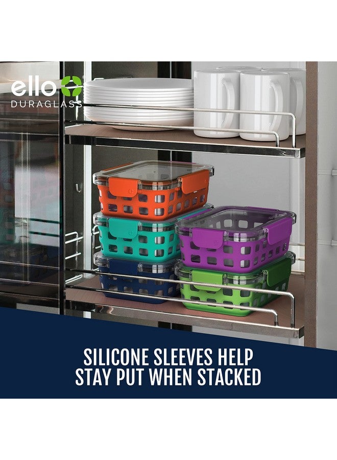 Ello Duraglass 3.4 Cup Meal Prep Sets 10Pc, 5 Pack Set- Glass Food Storage Container with Silicone Sleeve and Airtight BPA-Free Plastic Lids, Dishwasher, Microwave, and Freezer Safe, Fruit Salad - Image 4