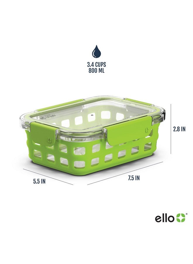 Ello Duraglass 3.4 Cup Meal Prep Sets 10Pc, 5 Pack Set- Glass Food Storage Container with Silicone Sleeve and Airtight BPA-Free Plastic Lids, Dishwasher, Microwave, and Freezer Safe, Fruit Salad - Image 3