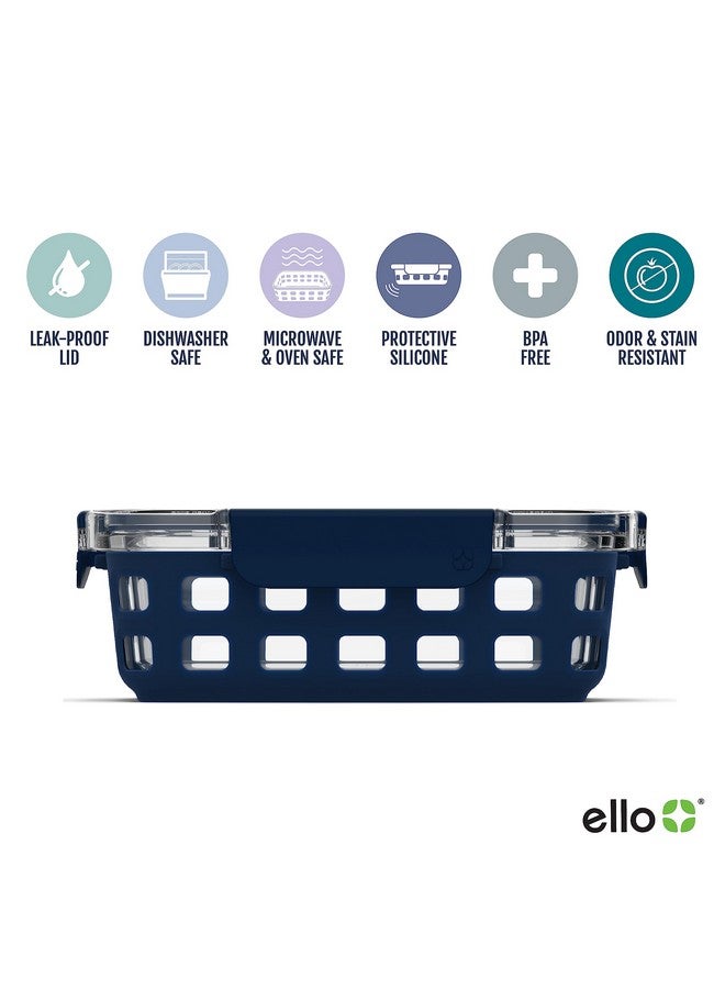 Ello Duraglass 3.4 Cup Meal Prep Sets 10Pc, 5 Pack Set- Glass Food Storage Container with Silicone Sleeve and Airtight BPA-Free Plastic Lids, Dishwasher, Microwave, and Freezer Safe, Fruit Salad - Image 2