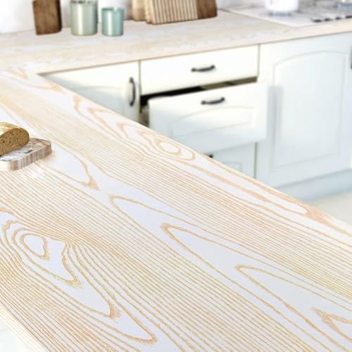 FOKRIM Gold White Wooden Wallpaper for Walls (45x300) Sticker Wallpaper Peel and Stick Removable Self Adhesive Waterproof Wallpaper - Image 5