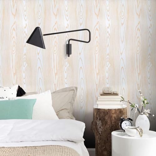 FOKRIM Gold White Wooden Wallpaper for Walls (45x300) Sticker Wallpaper Peel and Stick Removable Self Adhesive Waterproof Wallpaper - Image 2