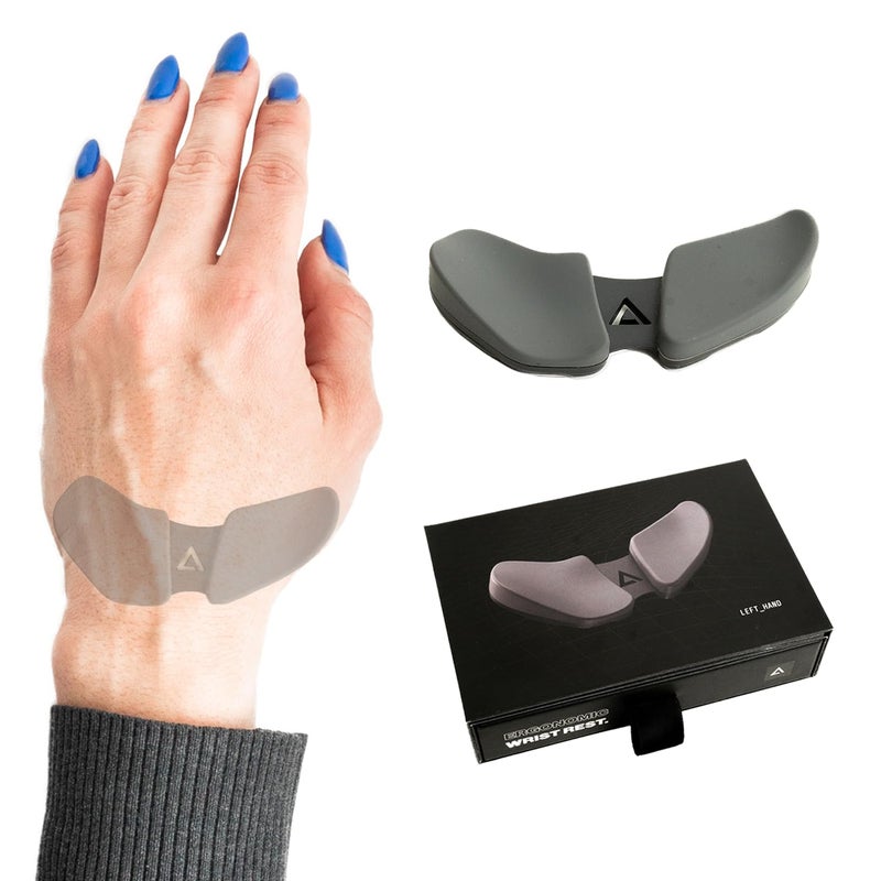 DELTAHUB Carpio 2.0 - Left-Handed Truly Ergonomic Wrist Rest for Mouse, Carpal Tunnel Support, Pain Relief, Anti-Fatigue, Easy Glide, Sleek, Office Computer, Laptop, Gaming - Large, Grey - Image 1