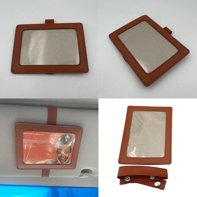 Car Photo Holder Leather Magnetic Frame Clip for Sunvisor Displaying Family or Picture Enhancing Interior Styles - Image 2