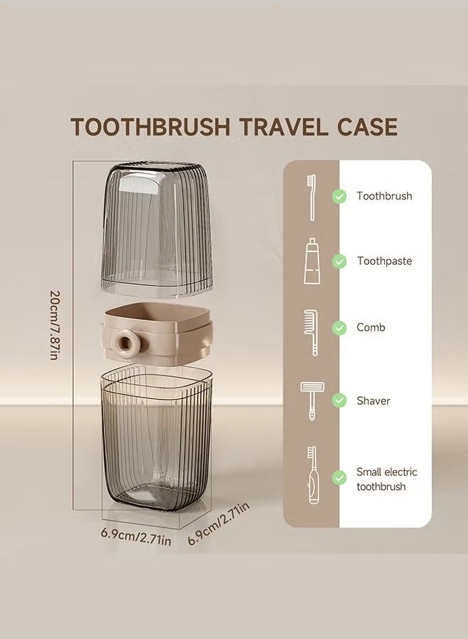 Travel Toothbrush Case, 2 in 1 Dustproof Toothbrush Cover and Rinse Cup, Large Capacity Toothbrush Cup, Portable Storage Container for Business, Camping, School, Trip - Image 4