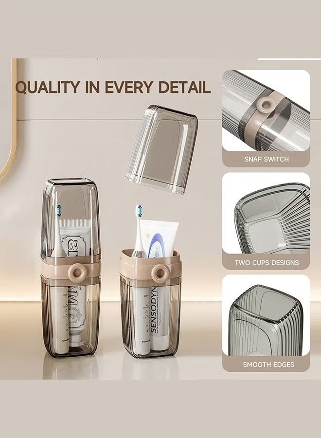 Travel Toothbrush Case, 2 in 1 Dustproof Toothbrush Cover and Rinse Cup, Large Capacity Toothbrush Cup, Portable Storage Container for Business, Camping, School, Trip - Image 2