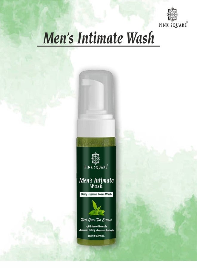 Pink Square Natural Men's Intimate Wash with Green Tea Extract Maintain PH Balance Intimate Daily Care| Better Private Parts Hygiene Body Wash Anti-Bacterial Pack of 1 of 150 ML - Image 1