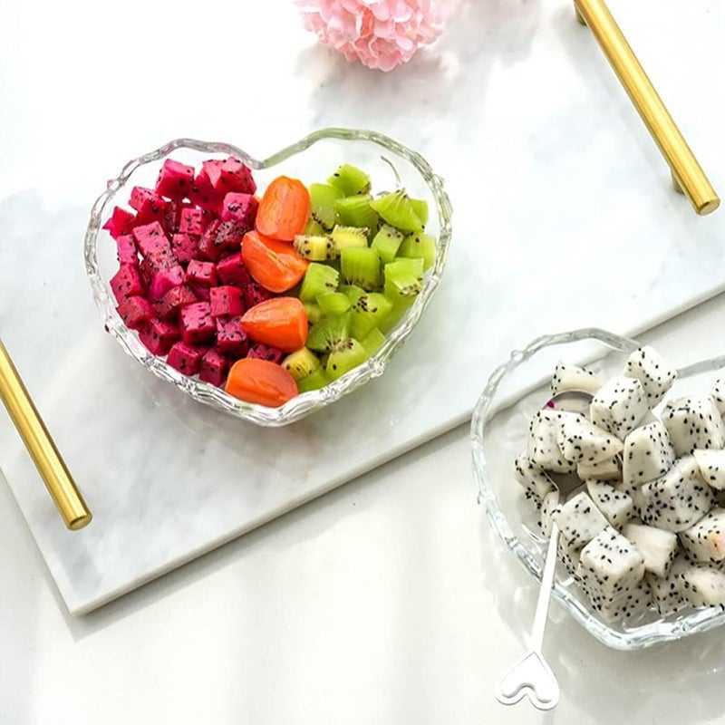 Kelendle 2 PCS Clear Glass Heart Shaped Serving Bowl Fruit Dish Bowl Container Tableware Great for Kitchen Restaurant Cafe Shop Appetizer Dessert Salad Snack Ice Cream - Image 2