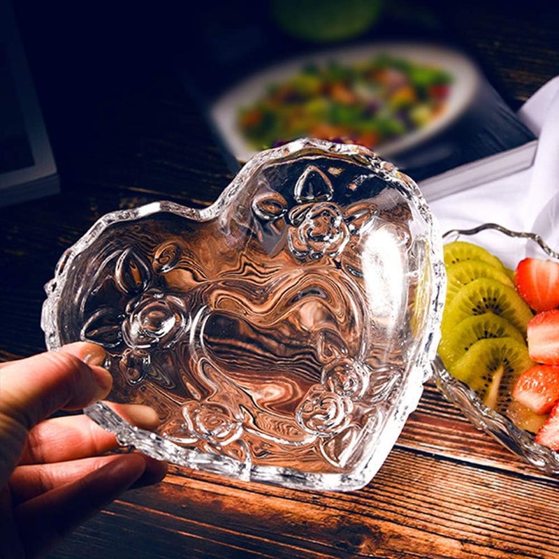Kelendle 2 PCS Clear Glass Heart Shaped Serving Bowl Fruit Dish Bowl Container Tableware Great for Kitchen Restaurant Cafe Shop Appetizer Dessert Salad Snack Ice Cream - Image 5