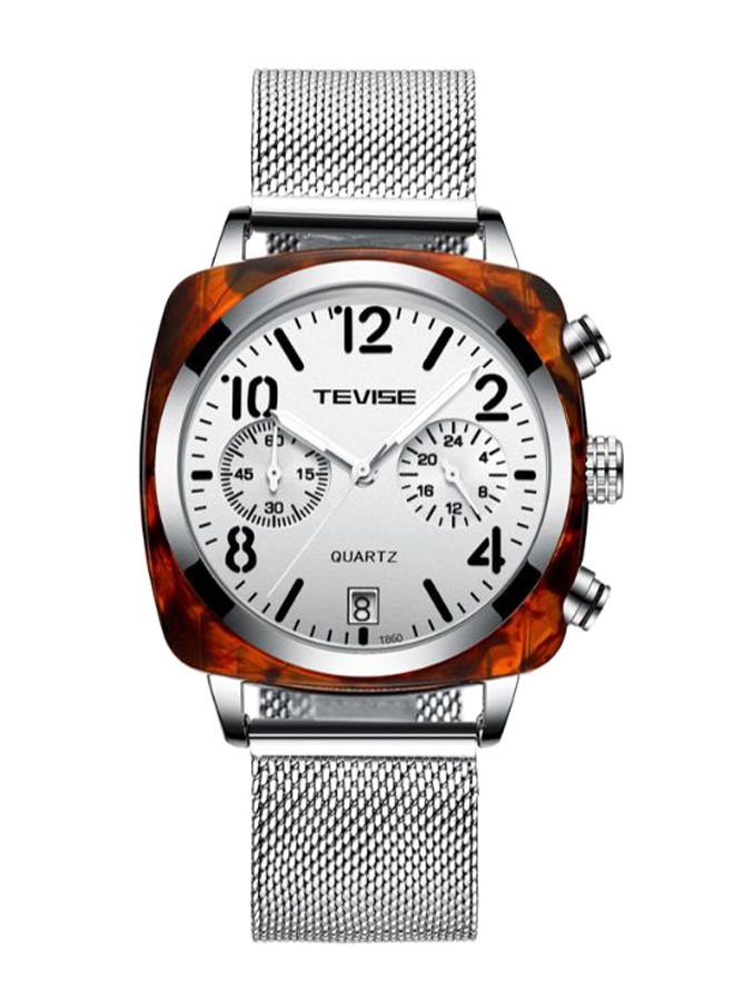 تيفيز ساعة يد كرونوغراف بسوار من الاستانلس ستيل طراز t860 men - Image 1