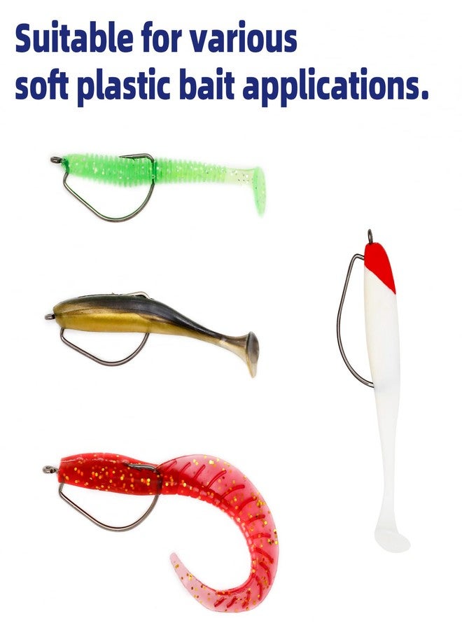 UCEC Fishing Hooks, 100pcs EWG Offset Worm Hooks Bass Hooks Wide Gap 2X Strong Senko Bait Texas Rig Jig Fish Hooks for Bass Trout Saltwater Freshwater Size:#1 1/0 2/0 3/0 4/0 5/0 - Image 5