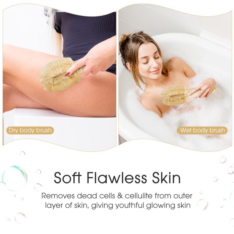 wokelai Dry Brushing Body Brush for Skin - Exfoliating Body Scrubber Brushes Natural Sisal Bristle for Lymphatic Drainage Cellulite Body Exfoliator for Bath Shower to Improve Circulation Stop Ingrown Hairs - Image 4