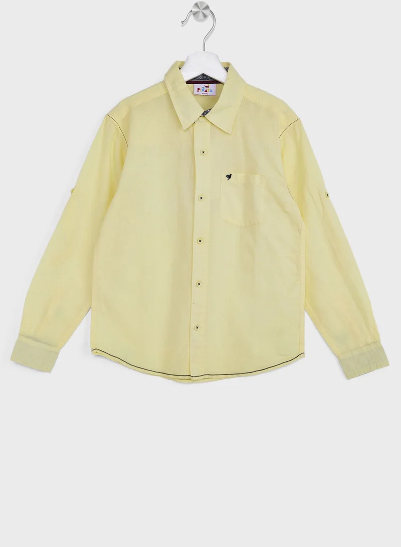 Pinata Boy Cotton Solid Long Sleeve Shirt