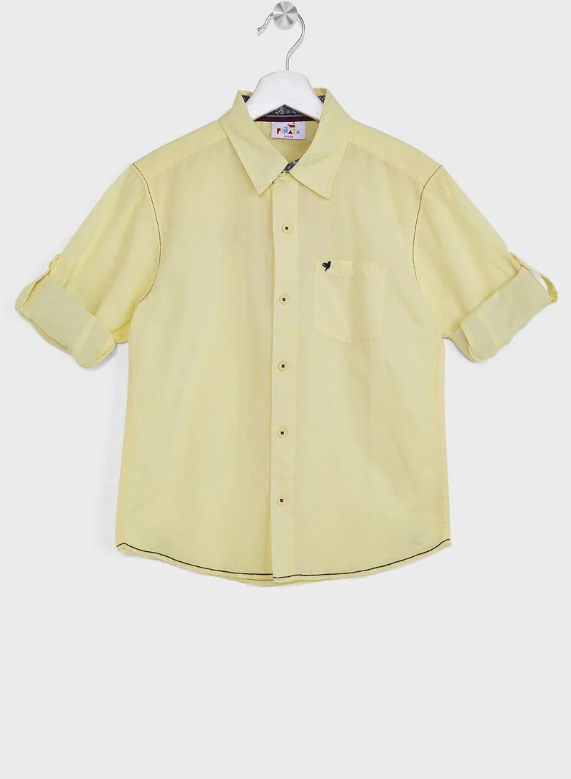 Pinata Boy Cotton Solid Long Sleeve Shirt