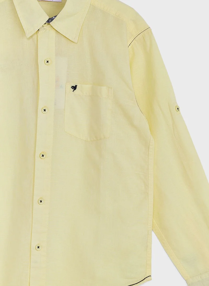 Pinata Boy Cotton Solid Long Sleeve Shirt