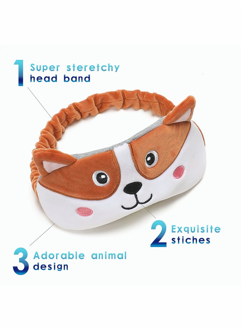 SYOSI - Travel Pillow for Kids and Adults Cute Animal Memory Foam Neck Pillow with Soft Fleece Cover and Eye Mask Set Airplane Pillow Travel Kit with Drawstring Organizer Bag Machine Washable (Puppy) - Image 1