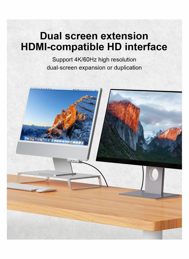 For iMac Hub with 4K@60Hz HDMI, USB C 3.1, USB 3.0 Ports and SD/Micro SD Card Reader, USB-C Clamp Hub USB C Docking Station for iMac 2021 24 inch - Image 3