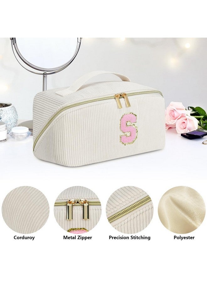 DTBG Personalized Cosmetic Bag, Inital Makeup Bag Birthday Gift Stuff Bag For Women Large Capacity Travel Make Up Bag Pouch Cute Quilted Preppy Makeup Bag Gifts For Girls, Wife - S - Image 4
