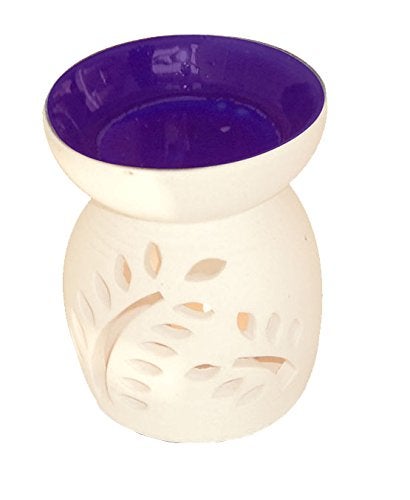 Pure Source India Pure Source India Ceramic Aroma Burner with top Bowl Blue Color Burner Size is 6 inch - Image 1