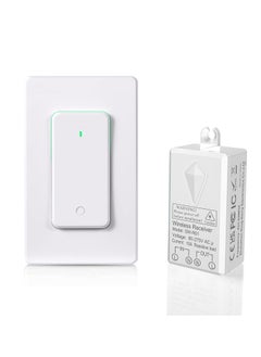 Wireless Light Switch and Receiver Kit Safe Waterproof and Energy Saving No Wiring No Wifi 600ft RF Range Detachable Remote Control Wall Switch for LED Lights Ceiling Fixture Bathroom Bedroom