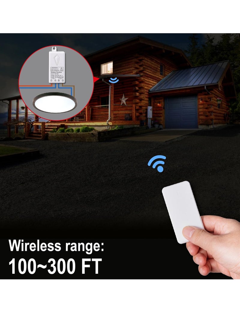 SYOSI - Wireless Light Switch and Receiver Kit Safe Waterproof and Energy Saving No Wiring No Wifi 600ft RF Range Detachable Remote Control Wall Switch for LED Lights Ceiling Fixture Bathroom Bedroom - Image 1