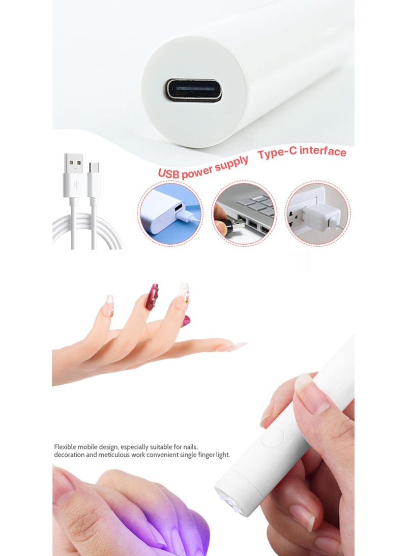 Makeup Gift,Handmade Fake Nails Set,Luxury Golden Color Hard Shell Cosmetic Bag,Handheld UV LED Nail Lamp with USB Charging Cable - Image 2