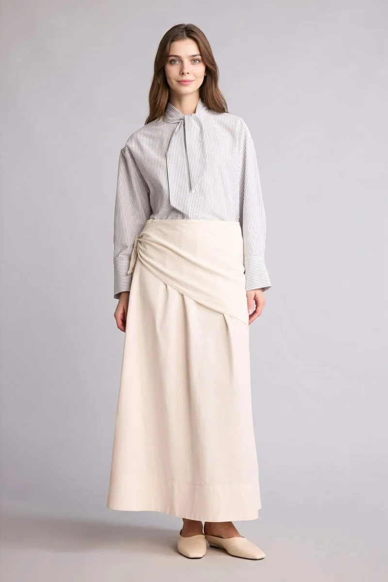 ديفاكتو Relax Fit Poplin Striped Long Sleeve Tunic
