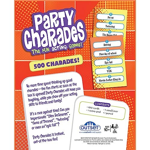 Outset Media- Party Charades Game - Family-Friendly Fun with 500 Charades Cards and Timer - Group Game Night Essential, Ages 10 and up, Amazon Exclusive - Image 2