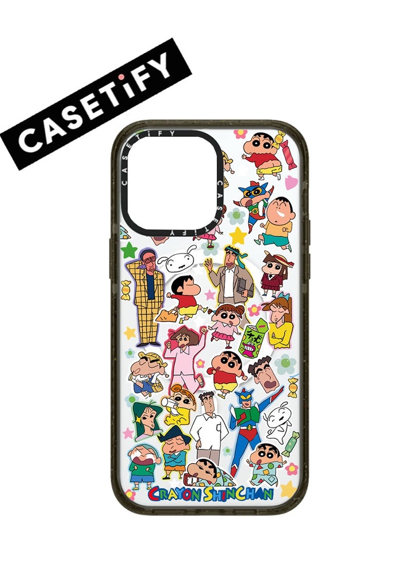 Apple iPhone 13/14 Case,Crayon Shinchan Stickers Magnetic Adsorption Phone Case - Semi transparent