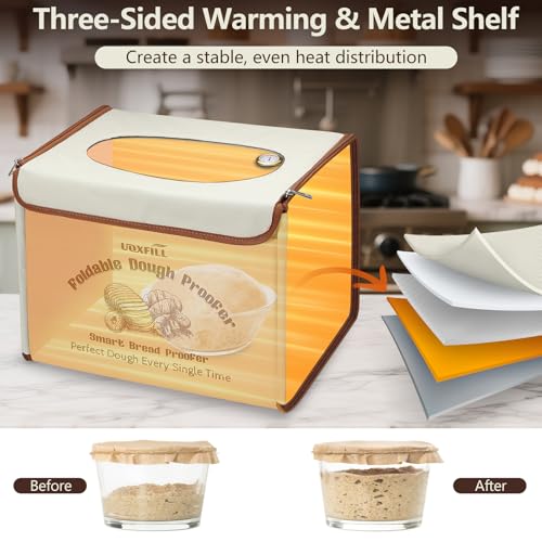 Uoxfill Folding Bread Proofing Box with Temp Control(50-122℉) & 48H Timer, Dough Proofer with Metal Rack, Proofing Box for Sourdough, Bread Baking, Pizza, Yogurt, Kombucha, Space-Saving & Easy to Use - Image 3