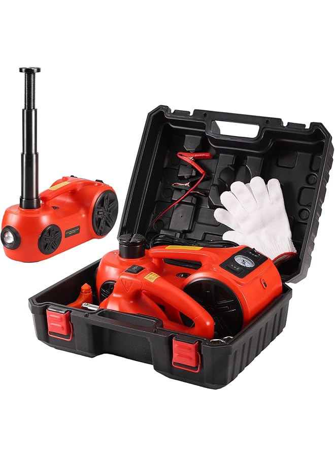 Upgraded Electric Car Jack Kit 5 Ton Floor Jack Hydraulic With Impact Wrench And Tire Inflator,Car Lift For Vehicle Roadside Emergency Tire Repair Kit (Red) - Image 1