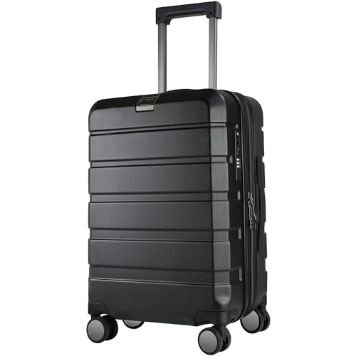 KROSER Hardside Expandable Carry On Luggage with Spinner Wheels Builtin TSA Lock Durable Suitcase Rolling Luggage with USB Port CarryOn 20Inch Black - Image 1