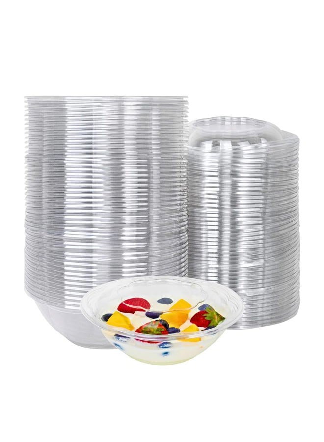 Green Direct Plastic Salad Bowl - 24 oz Disposable Clear Mixing Bowl set with lid for chopped - iced - or fruit salad; Meal Prep - Lunch - To Go - Traveling & home use - Pack of 50 - Image 1