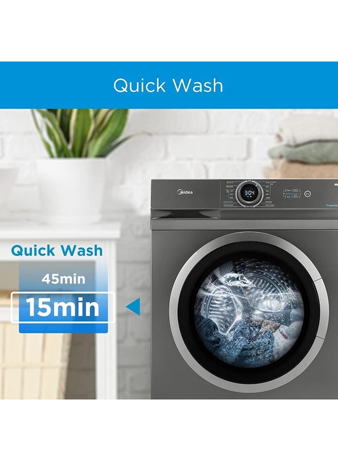 Midea Front Load Washing Machine With BLDC Inverter Motor, 1400 Rpm, 15 Programs, Fully Automatic Washer With Lunar Dial, Integrated Digital Control-LED Display 12 kg 2000 W MF200W120WBT-GCC Titanium - Image 2