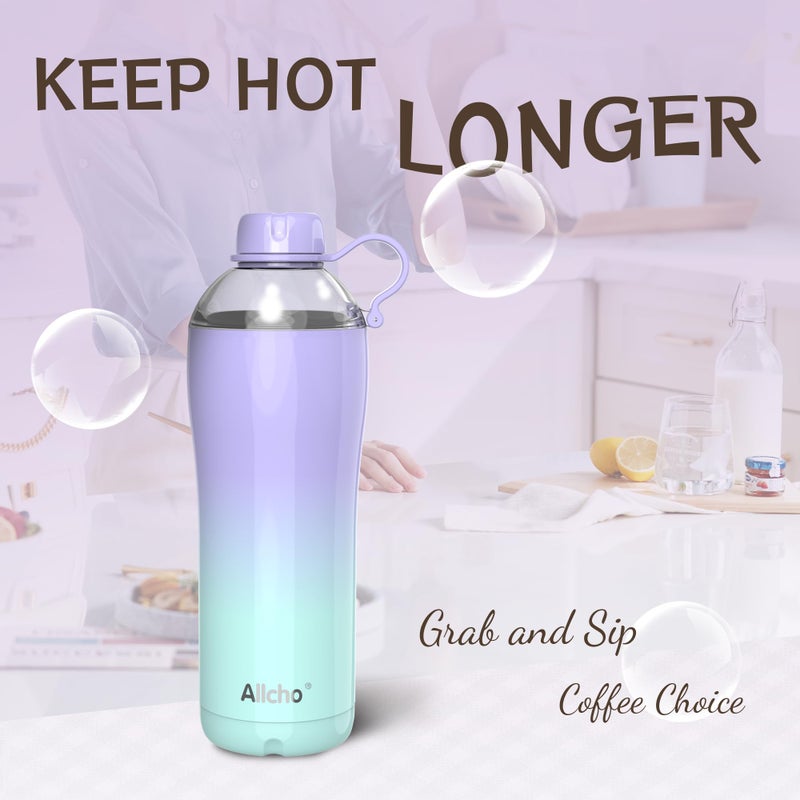 Allcho Insulated Water Bottle for Women, 24 oz Stainless Steel Water Bottles, Double Walled, 2 Lids (Chug & Tumbler) - Hydrate & Caffeinate,Available Gift Wrapping - Image 5