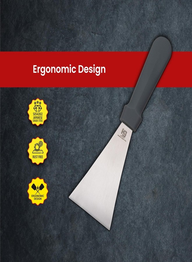 HS WORLD OF HORECA ESSENTIALS HS 9 Inch Professional Plain Kitchen Scraper for Mixing Cutting Ice Cream, Cake, Chocolate, Dough with Medium Handle | Stainless Steel | Japanese Grade SUS420J2 for Home and Commercial Use - Image 3