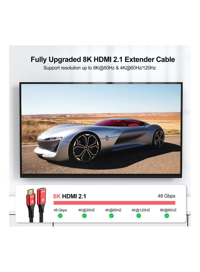 8K HDMI Extension Cable 78in HDMI Extender 2.1, HDMI Male to Female Adapter Extension Cord 8K@60Hz, 4K@120Hz, 2K, 3D, HDR Compatible with Roku TV Stick,HDTV, PS5/PS4,Laptop,Monitor,Projector  - Image 2
