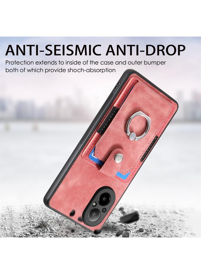 اس-توب جراب هاتف Realme C67 4G بتصميم كلاسيكي مع حلقة ومحفظة وبطاقة - Image 3