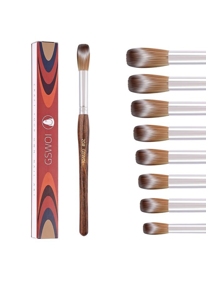 GSWOI 100% Kolinsky Acrylic Nail Brush,GSWOI Acrylic Brushes for Nails Size 20 Wood Handle Application Extension,Nail Tools for Professional Manicure Salon DIY at Home (#20) - Image 1