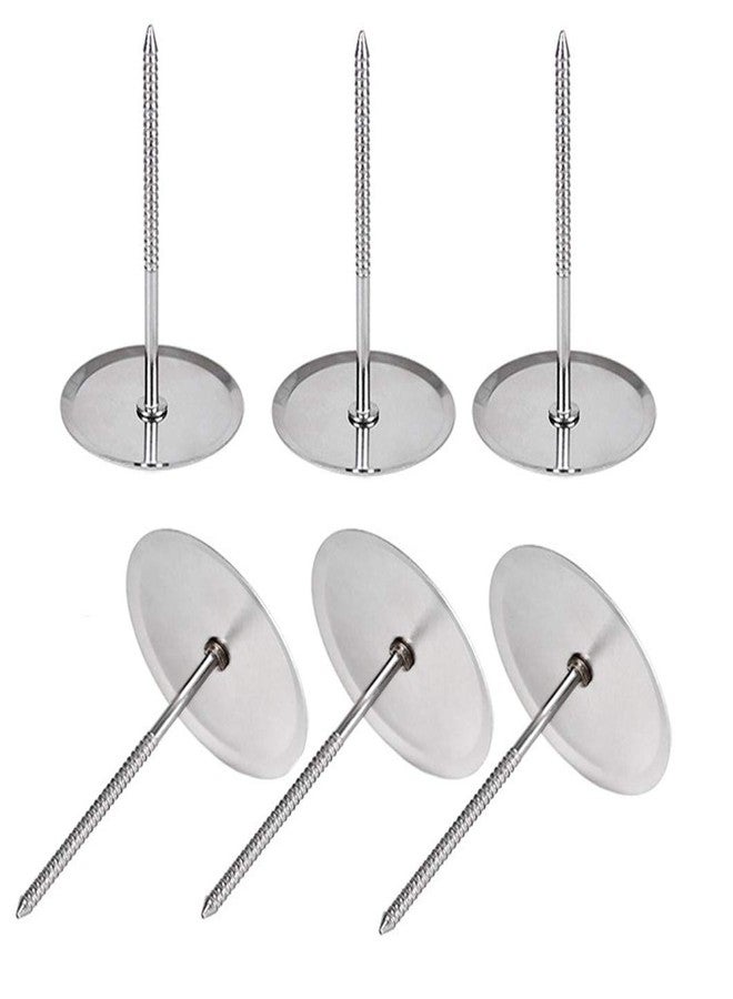 Luzen 6Pcs Cake Flower Nail Trays Holder Stainless Steel Cake Decorating Supplies Flower Lifters for Icing Flowers Decoration Cake Baking DIY Tools, 2 Size (Silver) - Image 1