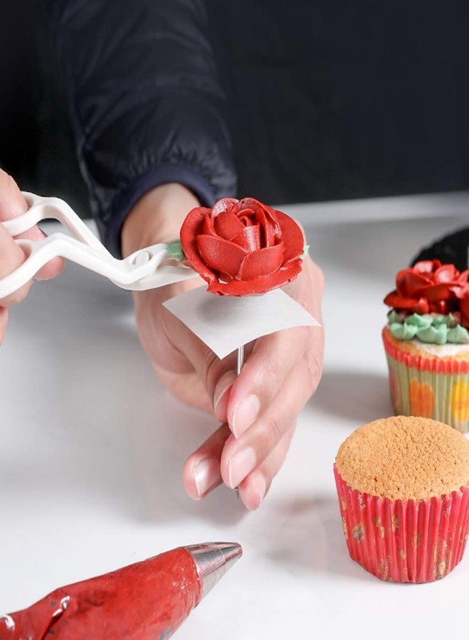 Luzen 6Pcs Cake Flower Nail Trays Holder Stainless Steel Cake Decorating Supplies Flower Lifters for Icing Flowers Decoration Cake Baking DIY Tools, 2 Size (Silver) - Image 4