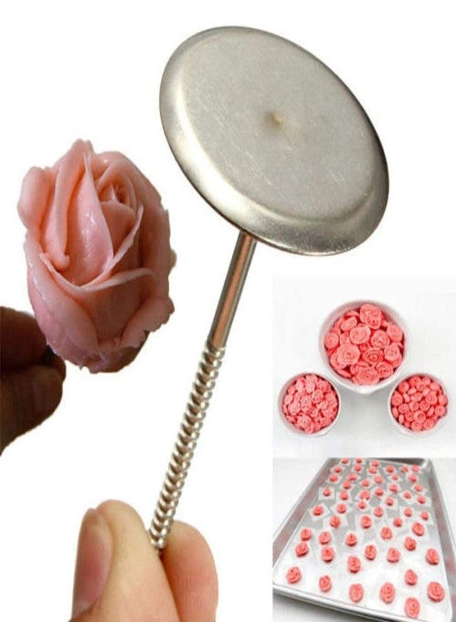Luzen 6Pcs Cake Flower Nail Trays Holder Stainless Steel Cake Decorating Supplies Flower Lifters for Icing Flowers Decoration Cake Baking DIY Tools, 2 Size (Silver) - Image 3