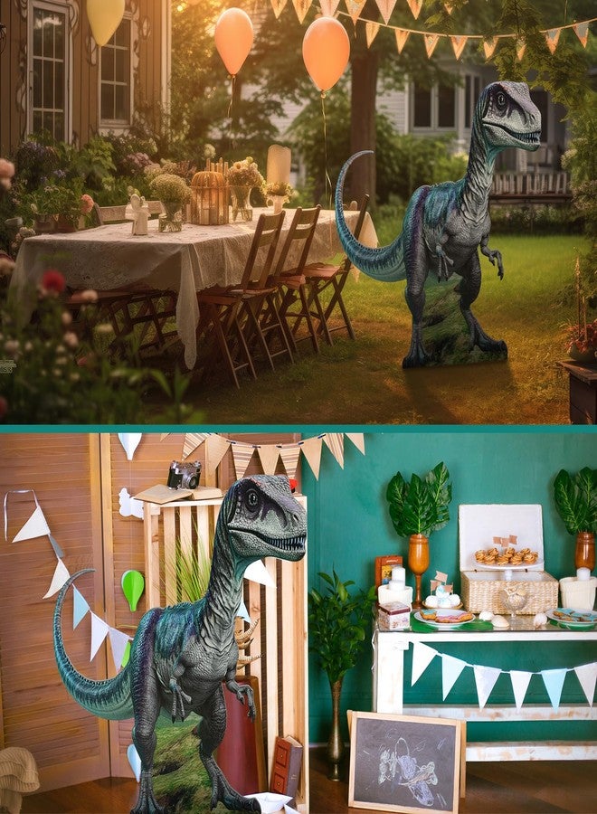 Colingmill 4 ft Life Size Velociraptor Dinosaur Cardboard Standup Cutout Jurassic Birthday Party Decoration Photo Prop PVC Cutout Dinosaur Theme Party Photo Prop for Animal Jurassic Theme Supply - Image 5