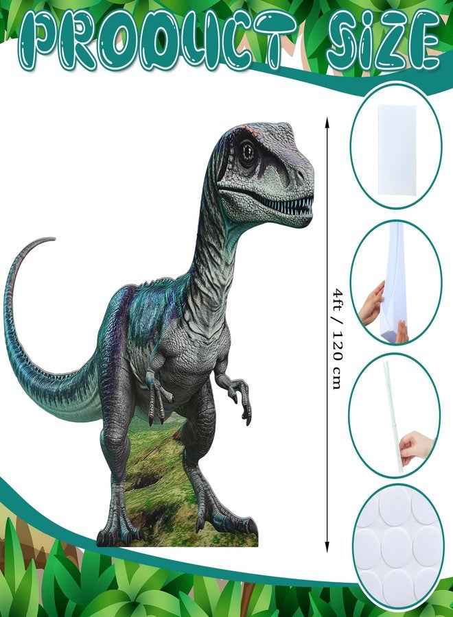 Colingmill 4 ft Life Size Velociraptor Dinosaur Cardboard Standup Cutout Jurassic Birthday Party Decoration Photo Prop PVC Cutout Dinosaur Theme Party Photo Prop for Animal Jurassic Theme Supply - Image 2