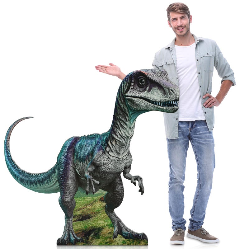 Colingmill 4 ft Life Size Velociraptor Dinosaur Cardboard Standup Cutout Jurassic Birthday Party Decoration Photo Prop PVC Cutout Dinosaur Theme Party Photo Prop for Animal Jurassic Theme Supply - Image 1