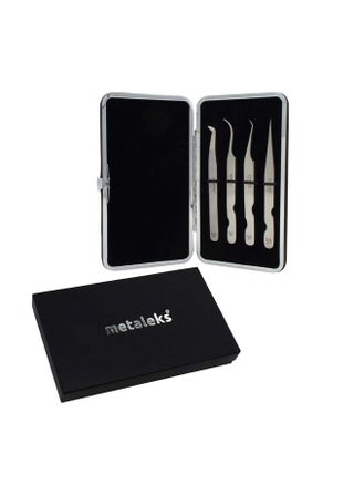 Metaleks 4Pcs Eyelash Extension Tweezers In Japanese Stainless Steel Soft in Use Light In Weight With Elastic Kit (12cm, Matt Finish) - pzsku/ZEDBC6E70B50542907ACCZ/45/_/1691005994/6a16740f-9419-4d3a-9dfc-7c2746e52532
