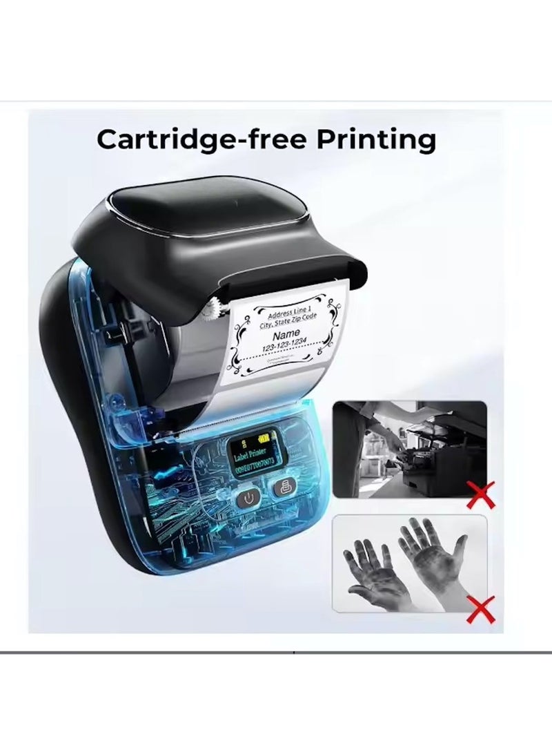 هويتك طابعة ملصقات حرارية لاسلكية - رمادية | محمولة وبدون حبر - Image 2