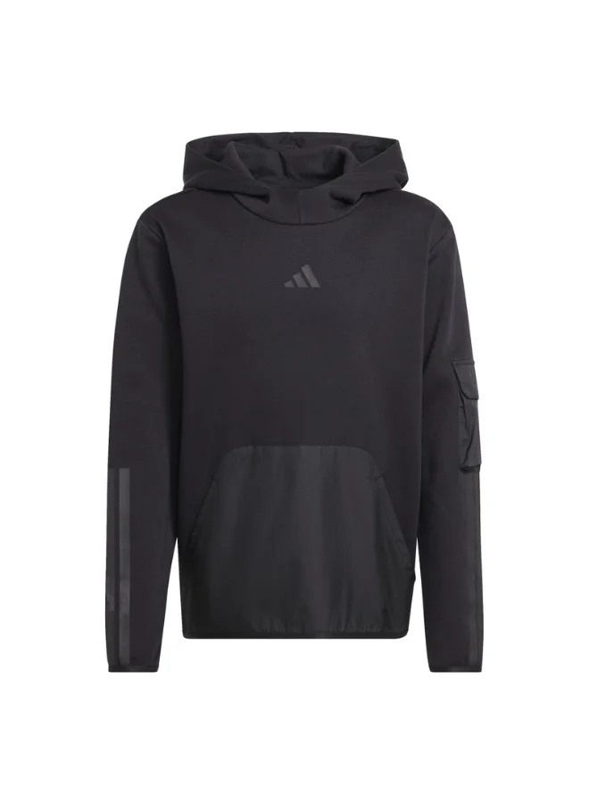 Adidas Adidas J Utility Hd Black Hooded Sweat Sweatshirts For Kids