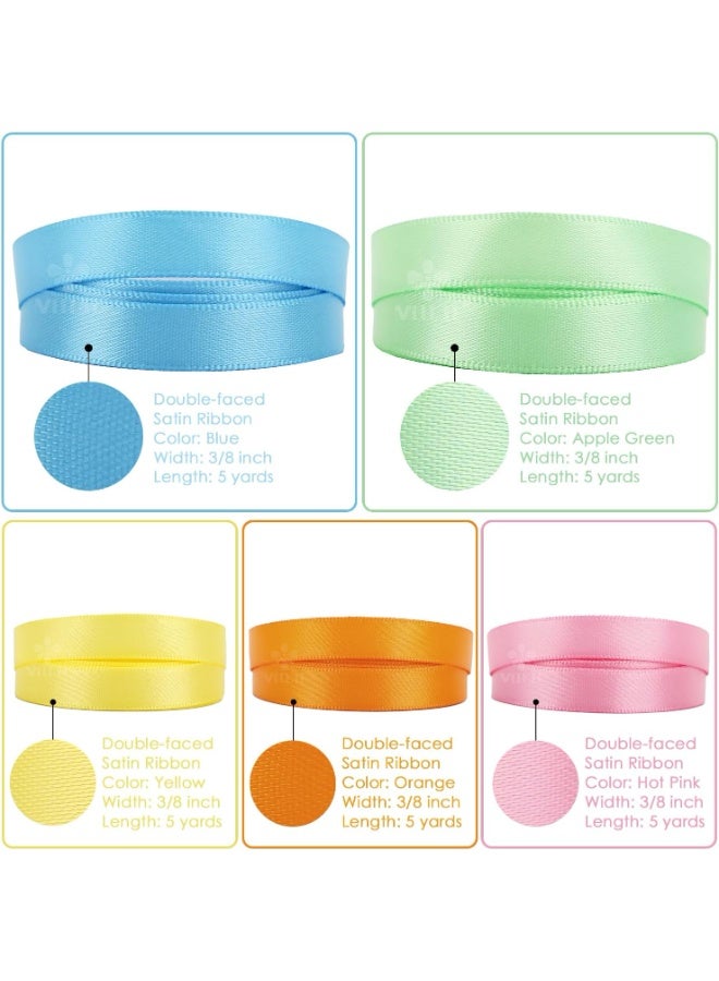 Anmi 10 PCS Pastel Rainbow Ribbon Assortment Satin Rainbow Colored Ribbon 3/8" X 50 Yards for Crafts, Gift Wrapping, Party Decoration, DIY Handmade Hair Bows - Image 2