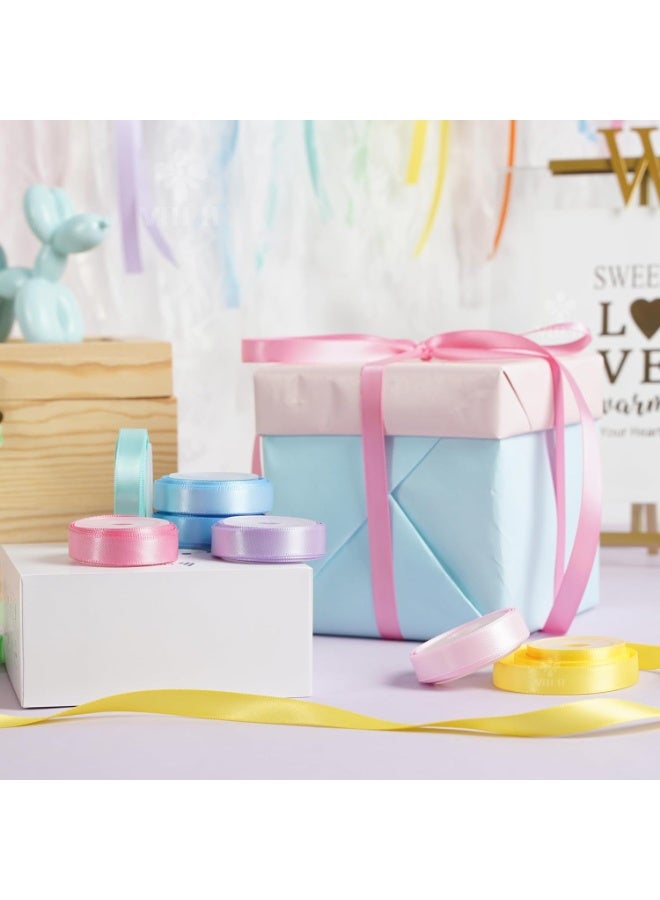 Anmi 10 PCS Pastel Rainbow Ribbon Assortment Satin Rainbow Colored Ribbon 3/8" X 50 Yards for Crafts, Gift Wrapping, Party Decoration, DIY Handmade Hair Bows - Image 5